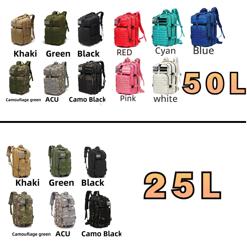 Tactical Outdoor Backpack – 25L / 50L