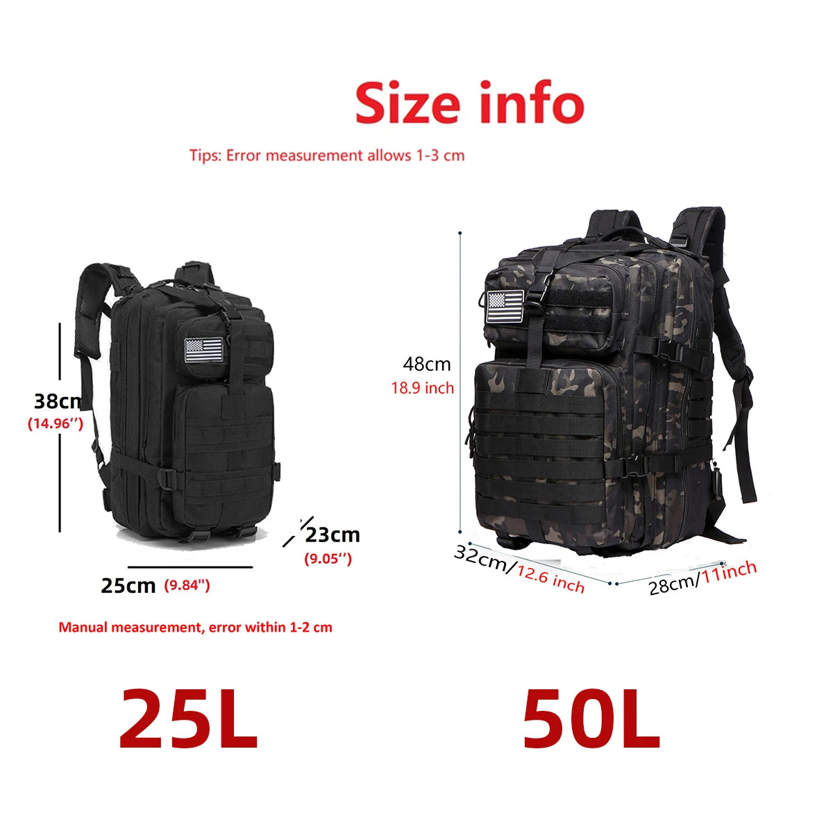 Tactical Outdoor Backpack – 25L / 50L